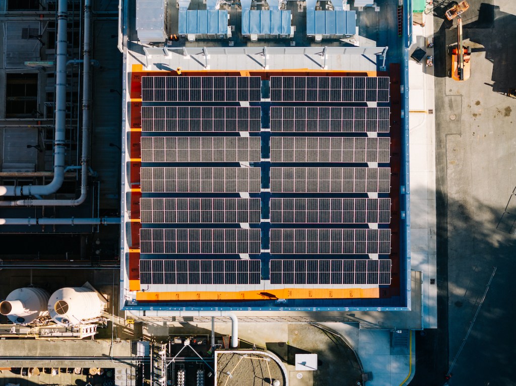 Solar array on rooftop